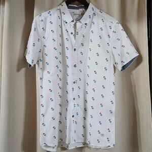 Departwest Buckle Mens Large White Popsicle Print Short Sleeve Button Down Shirt